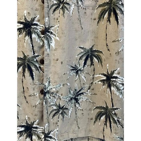 Magellan Sportswear Mens M Brown Hawaiian Tropical Palm Short Sleeves - Picture 6 of 12